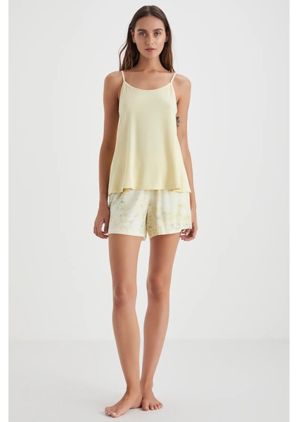 Yumuşak Dokulu Ip Askılı Kadın Şort Takım 2742