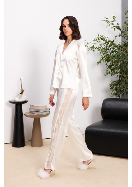 Saten Altılı Gelin Çeyiz Seti - 6035 Ekru