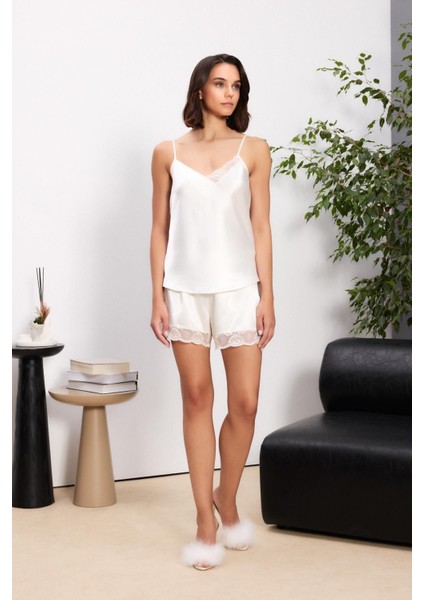 Saten Altılı Gelin Çeyiz Seti - 6035 Ekru