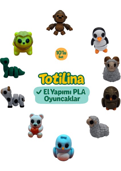 10'lu Set (Goril Penguen Koç Baykuş Koyun Kuş Ayı Inek Dinozor…)