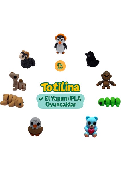 10'lu Set (Penguen Karga Goril Tırtıl Ayı Kartal Deve Koç…)