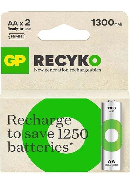 Gp Recyko 1300 Mah Ni-Mh 1.2 Volt Aa Kalem Şarjlı Pil 2li Paket fiyatları