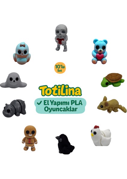 10'lu Set (Iskelet Kaplumbağa Ayı Fare Tavuk Karga Kurabiye Adam…)