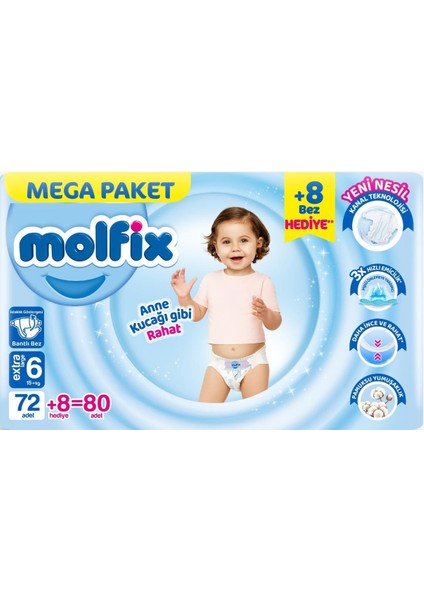 Bebek Bezi Beden:6 (15+Kg) Extra Large 80 Adet Mega Pk