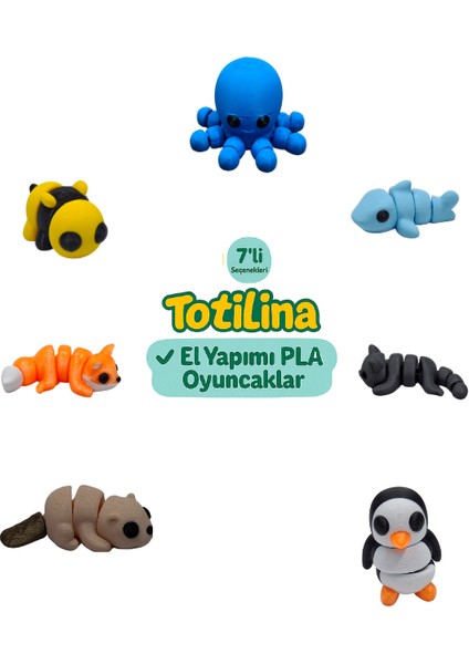 7'li Set (Ahtapot Köpek Balığı Kedi Penguen Su Samuru Tilki Arı…)