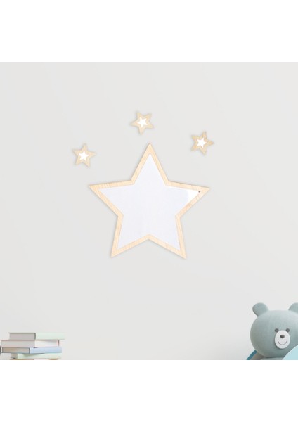 Ahşap Pleksi Ayna Yıldız Duvar Dekoru – 24X25 cm Bebek Çocuk Odası Dekoratif Süs