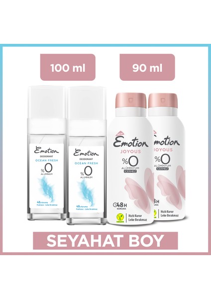 Joyous Deodorant 2 x 90 ml & Ocean Fresh Pump Sprey Deodorant 2 x 100 ml Seyahat Seti