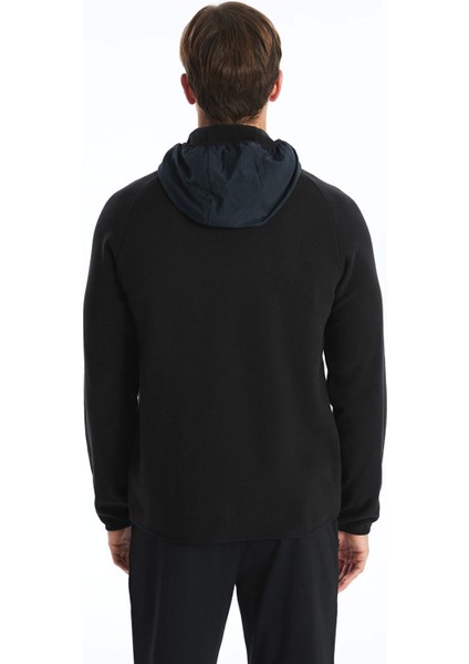 Xsıde Actıve Siyah Kapüşonlu Uzun Kollu Polar Erkek Fermuarlı Sweatshirt indirimleri