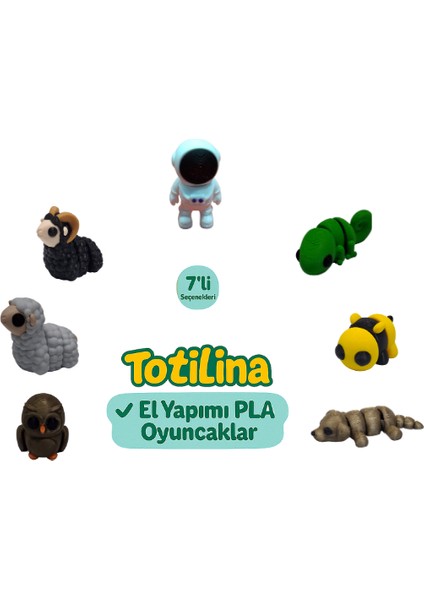 7'li Set (Astronot Bukalemun Arı Köpek Baykuş Koyun Koç…)