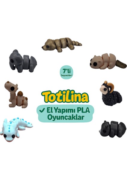 7'li Set (Köpek Su Samuru Koç Gergedan Aksolotl Deve Fil…)