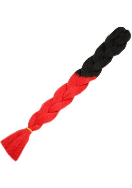 Afrika Örgülük Sentetik Ombreli Saç 100 gr / Siyah / Kırmızı