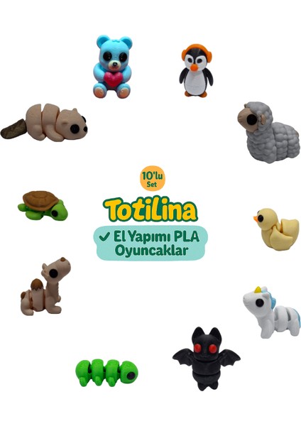 10'lu Set (Penguen Koyun Ördek Unicorn Yarasa Tırtıl Deve…)