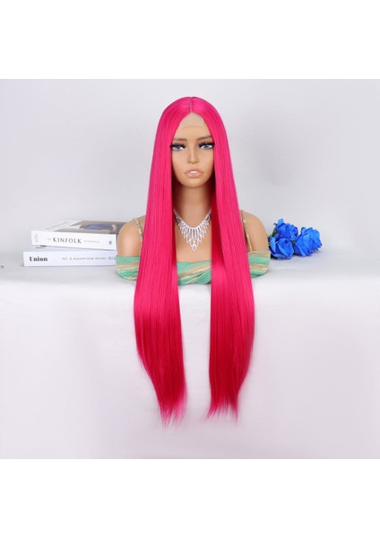 Koyu Pembe Ekstra Uzun Tül Peruk