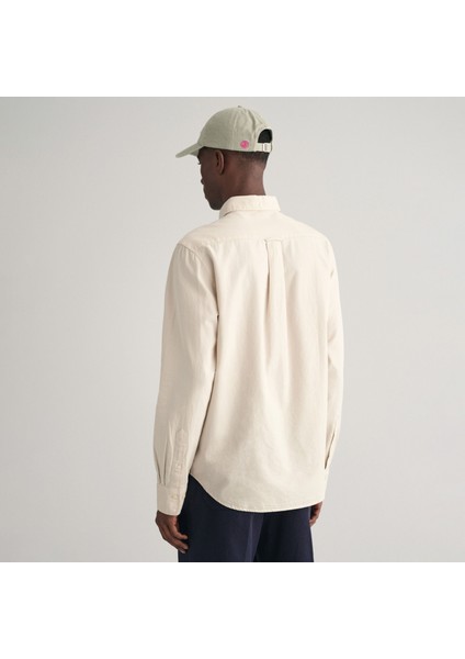 Erkek Bej Regular Fit Düğmeli Yaka Oxford Gömlek fiyatları