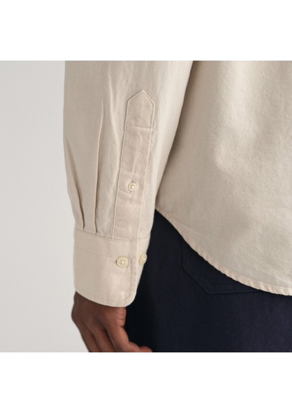 Erkek Bej Regular Fit Düğmeli Yaka Oxford Gömlek indirimleri