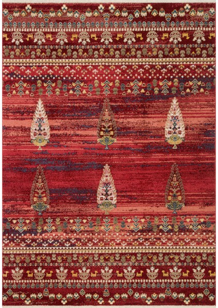 Kybele 02 Red Otantik ve Klasik Desenli, Sıcak Renk Tonlarına Sahip Makine Halısı