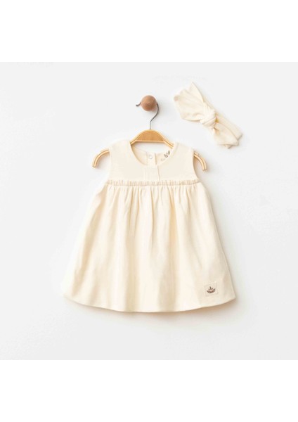 Bandanalı Robalı Elbise Ekru