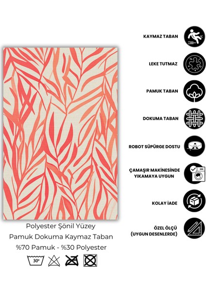 Kırmızı Yapraklı Halı Dijital Baskılı Dokuma Kaymaz Tabanlı Yıkanabilir Antre Halısı fırsatları