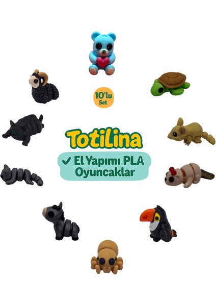 10'lu Set (Ayı Kaplumbağa Fare Su Samuru Tukan Kuşu Örümcek…)