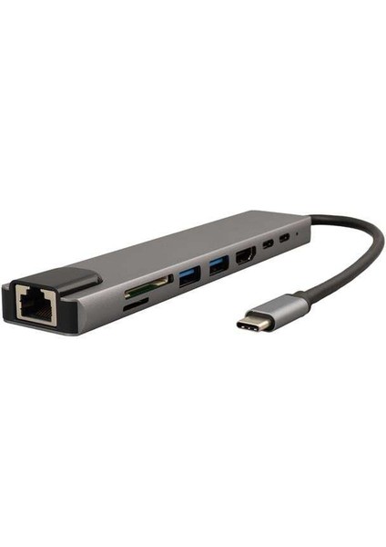 Powermaster Type-C 8in1 HDMI Çok Fonksiyonlu USB 3.0 Dock Station (Macbook - Pc - Playstation - Xbox)