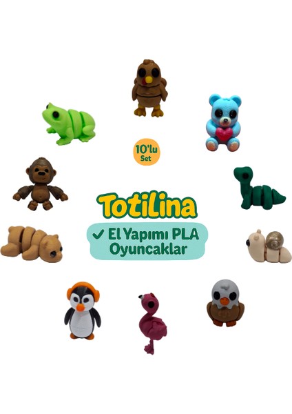 10'lu Set (Hindi Ayı Dinozor Salyangoz Kartal Flamingo Penguen…)