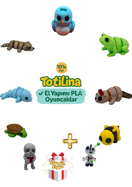 10'lu Set (Kuş Kurbağa Su Samuru Arı Voodoo Iskelet Kaplumbağa…)