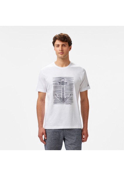 Erkek Beyaz Regular Fit Baskılı T-Shirt