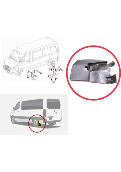 Mercedes Sprinter Mk2 906 Ncv3 Vw Crafter Mk1 2006-2017 Için Arka Sol Tekerlek Çamurluk Paçalık modelleri