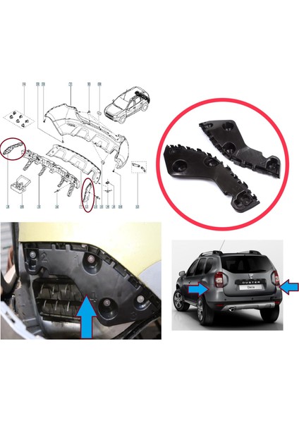Renault Dacia Duster Mk1 Hs 2010-2017 Için Arka Sağ Sol Tampon Iç Bağlantı Braket Ayağı modelleri