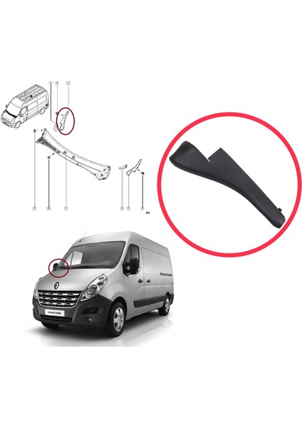 Renault Master Mk3 Nissan NV400 Interstar Opel Movano B Için Ön Cam Sağ Köşe Yan Parça Izgara Kulağı modelleri