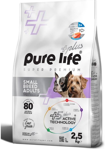 Purelife Plus Somonlu Küçük Irk Yetişkin Köpek Maması 2.5kg