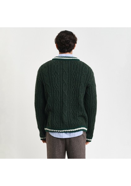 Erkek Yeşil Regular Fit Düğmeli Yaka Logolu Hırka fiyatları