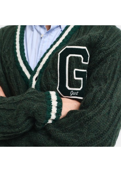 Erkek Yeşil Regular Fit Düğmeli Yaka Logolu Hırka modelleri