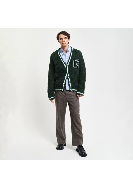 Erkek Yeşil Regular Fit Düğmeli Yaka Logolu Hırka fırsatları