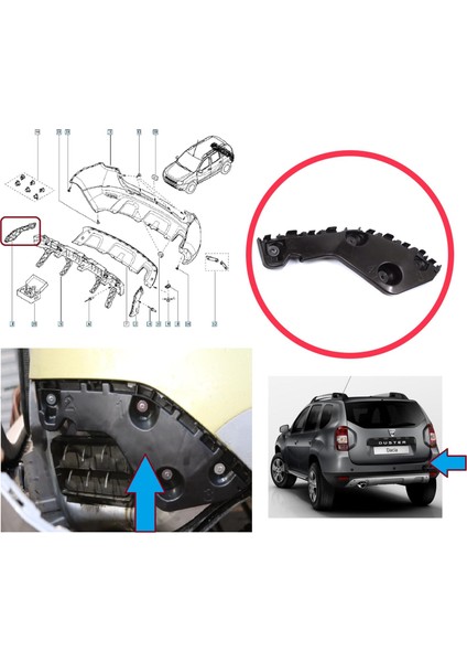 Renault Dacia Duster Mk1 Hs 2010-2017 622200010R Için Arka Sağ Tampon Iç Bağlantı Braket Ayağı modelleri