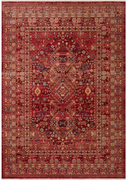 Kybele 05 Red Xw Otantik ve Klasik Desenli, Sıcak Renk Tonlarına Sahip Makine Halısı