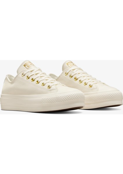 Chuck Taylor All Star Lift Kadın Krem Deri Platform Sneaker fiyatları