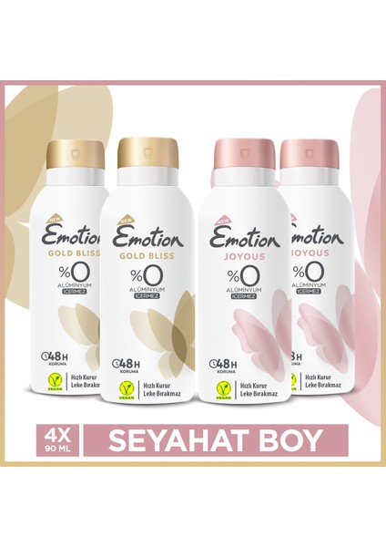 Gold Bliss & Joyous Seyahat Boy Kadın Deodorant Seti 4 x 90 ml