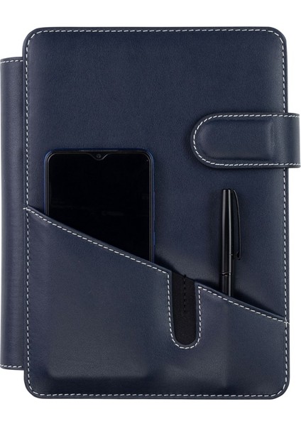 2026 Tarihli Günlük Çizgili 17X24 cm Iç Ajandalı Telefon Kılıfı Kapaklı Deri Organizer