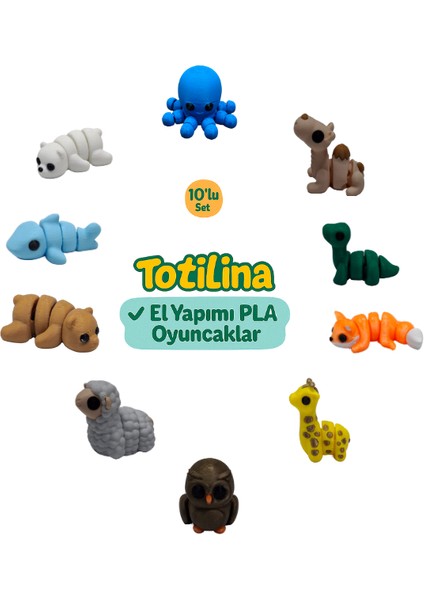 10'lu Set (Ahtapot Deve Dinozor Tilki Zürafa Baykuş Koyun Ayı…)