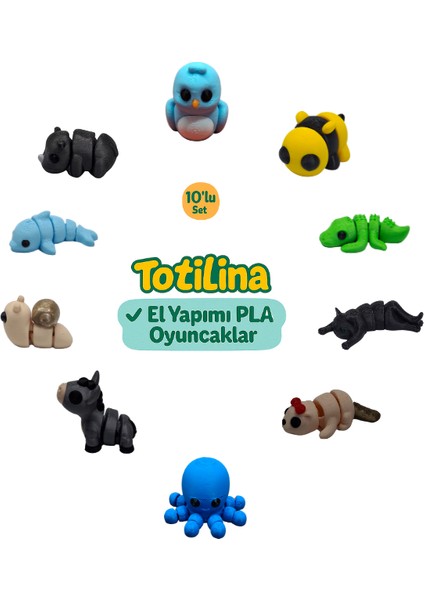 10'lu Set (Kuş Arı Timsah Kedi Su Samuru Ahtapot Eşek Salyangoz…)
