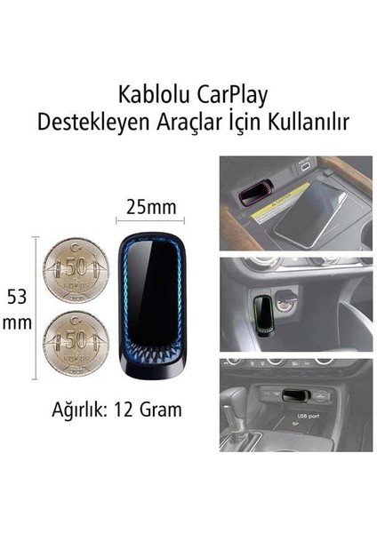 Powermaster PM-24508 Wireless Kablosuz Apple Iphone Carplay Ekran Yansıtma (Versiyon 4.0) fırsatları