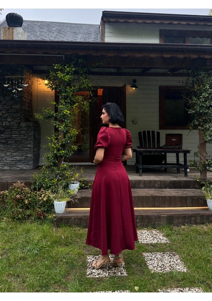 Karpuz Kollu Midi Boy Elbise fırsatları