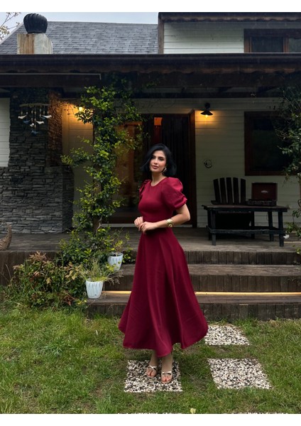 Karpuz Kollu Midi Boy Elbise indirimleri