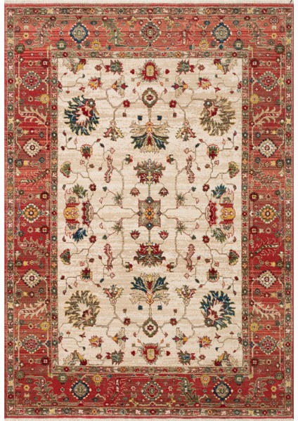 Kybele 04 Cream Red Xw Otantik ve Klasik Desenli, Sıcak Renk Tonlarına Sahip Makine Halısı