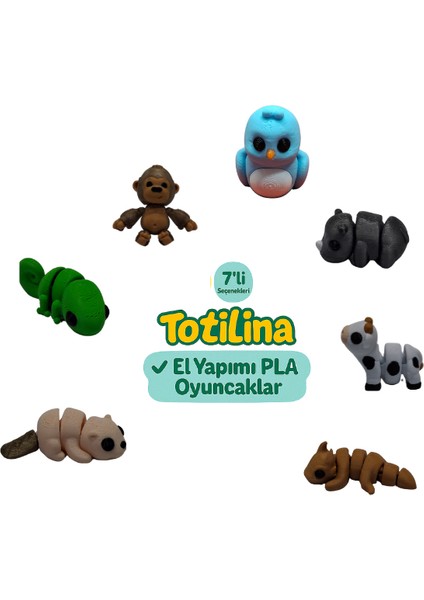 7'li Set (Kuş Gergedan Inek Ejderha Su Samuru Bukalemun Goril…)