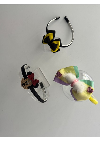 Kız Çocuk Fiyonklu Taç Seti (3 Parça) – Okul & Doğum Günü Hediyesi