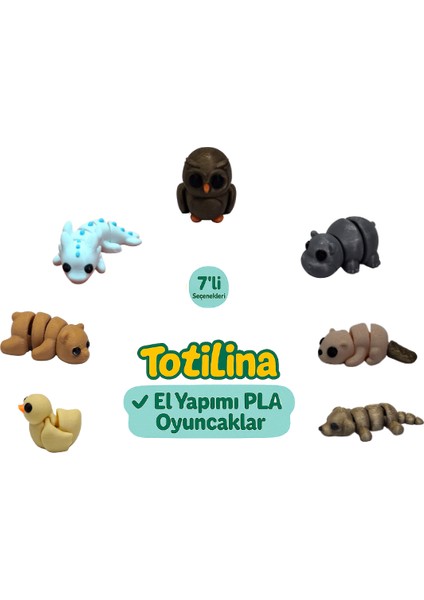 7'li Set (Baykuş Hipopotam Su Samuru Köpek Ördek Ayı Aksolotl…)