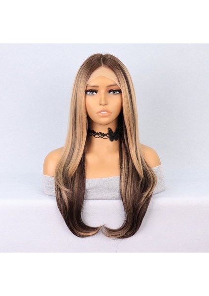 Kumral Balköpüğü Röfleli Katlı Kesim Tül Peruk