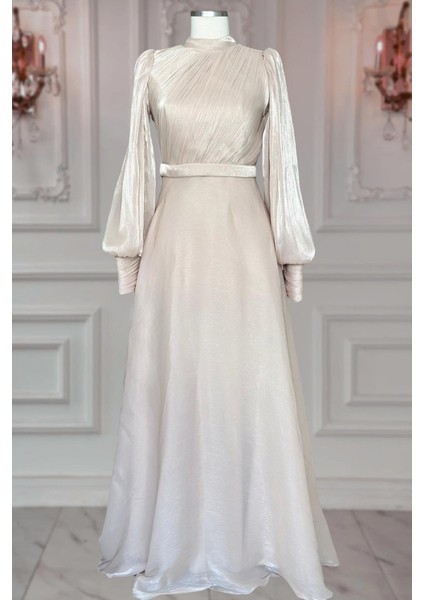 Zen Abiye Elbise Bej